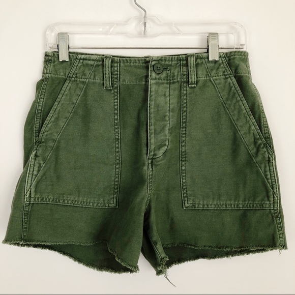 GAP Pants - Gap high rise olive raw hem utility shorts